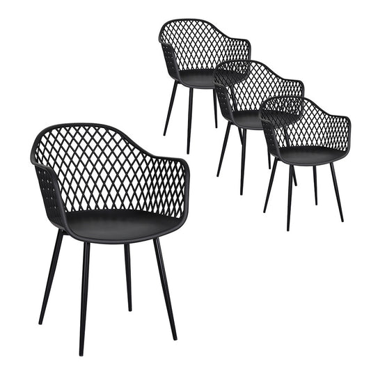 Marlook 4PC Outdoor Dining Chairs PP Lounge Chair Patio Furniture Garden Black