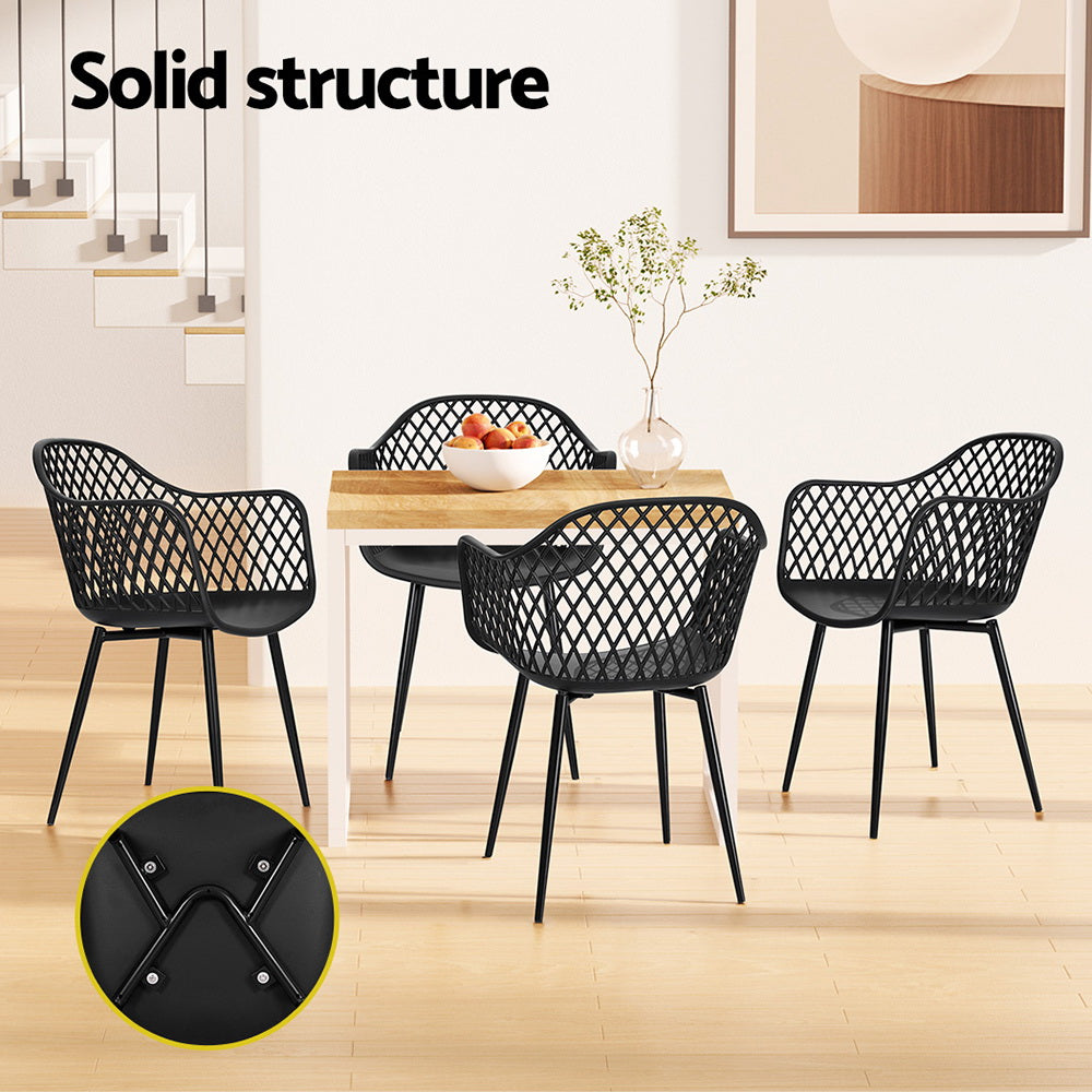 Marlook 4PC Outdoor Dining Chairs PP Lounge Chair Patio Furniture Garden Black