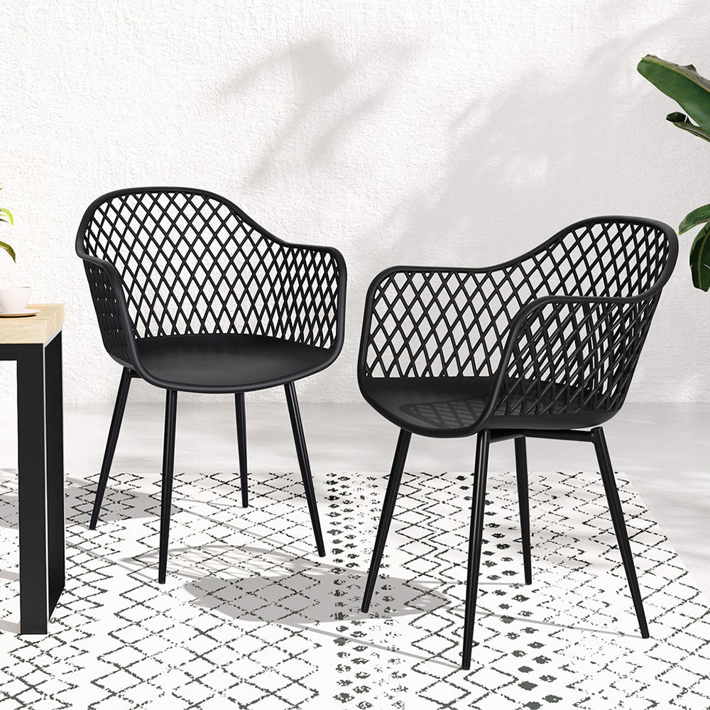 Marlook 4PC Outdoor Dining Chairs PP Lounge Chair Patio Furniture Garden Black