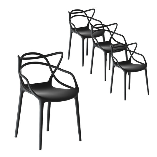 Marlook 4PC Outdoor Dining Chairs PP Portable Stackable Chair Patio Furniture