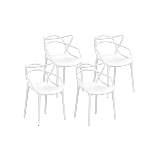 Marlook 4PC Outdoor Dining Chairs PP Portable Stackable Chair Patio Furniture White