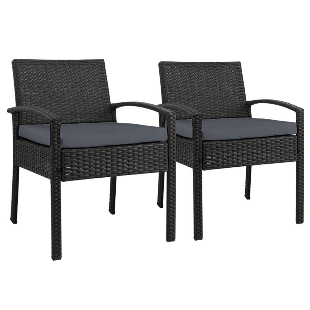 Marlook 2PC Outdoor Dining Chairs Patio Furniture Rattan Lounge Chair Cushion Felix