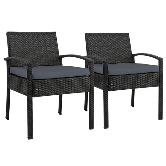 Marlook 2PC Outdoor Dining Chairs Patio Furniture Rattan Lounge Chair Cushion Felix