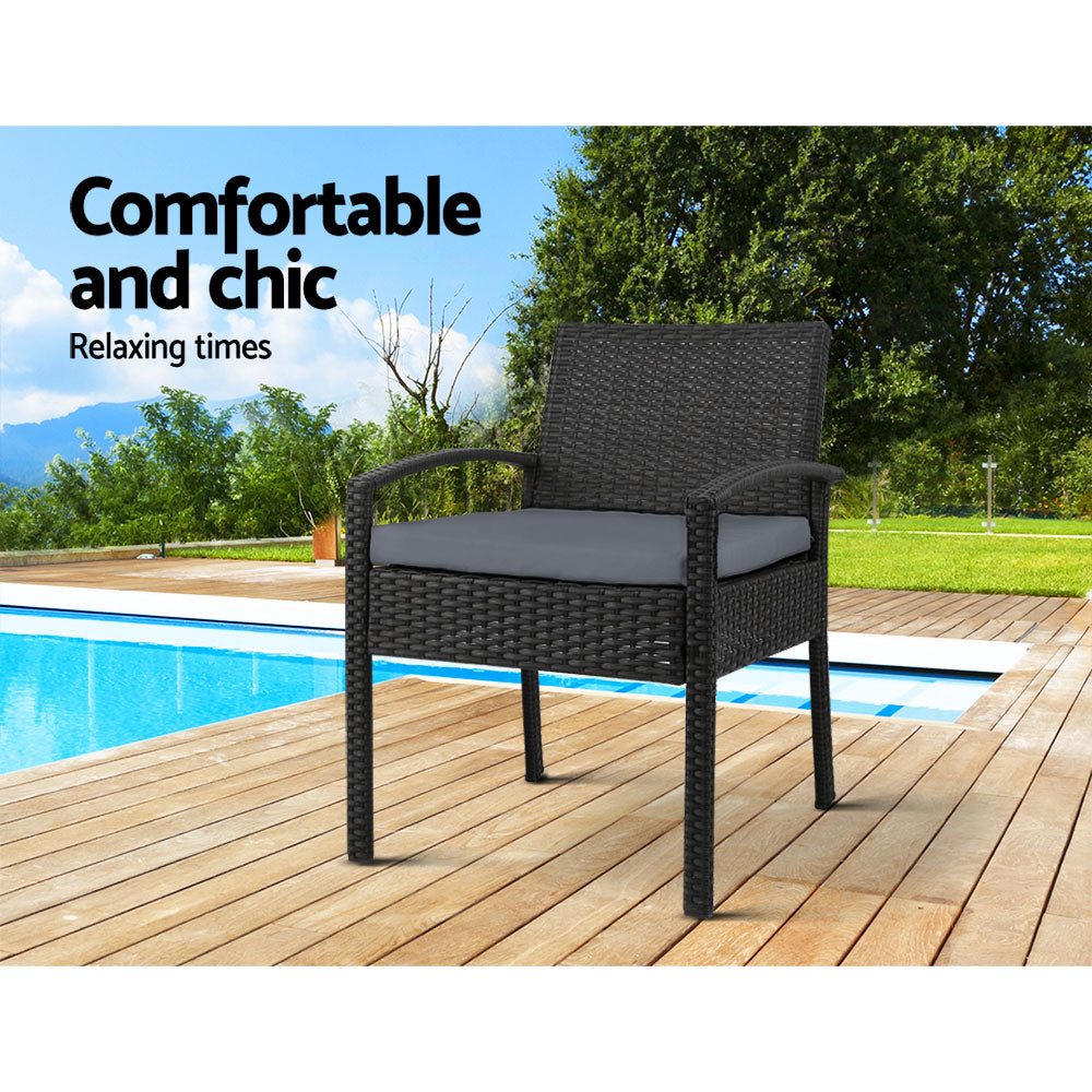 Marlook 2PC Outdoor Dining Chairs Patio Furniture Rattan Lounge Chair Cushion Felix