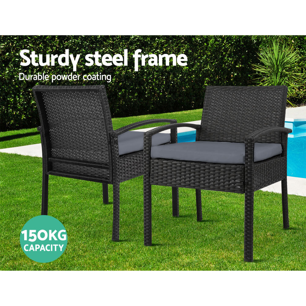 Marlook 2PC Outdoor Dining Chairs Patio Furniture Rattan Lounge Chair Cushion Felix