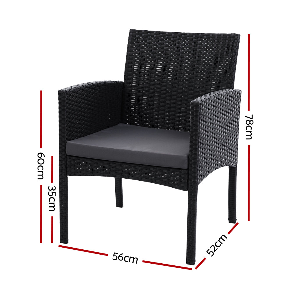 Marlook 2PC Outdoor Dining Chairs Patio Furniture Rattan Lounge Chair XL Ezra