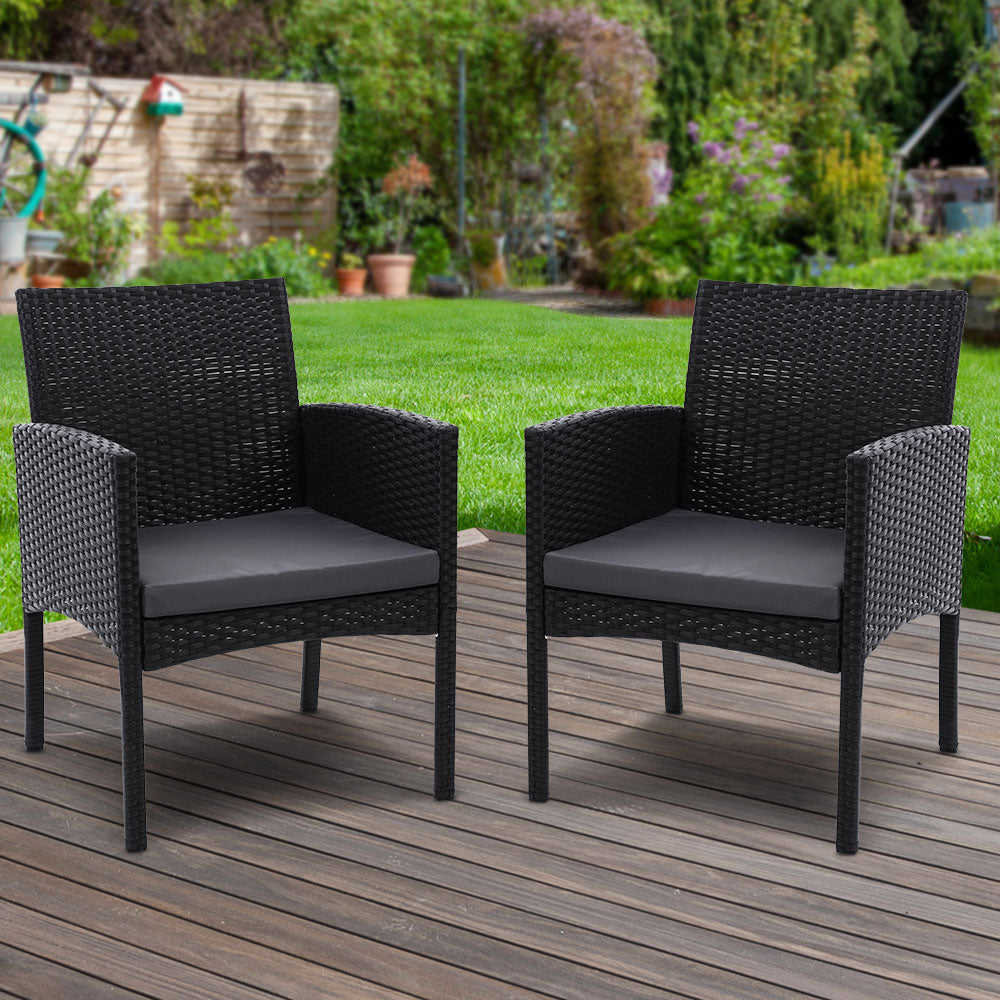 Marlook 2PC Outdoor Dining Chairs Patio Furniture Rattan Lounge Chair XL Ezra