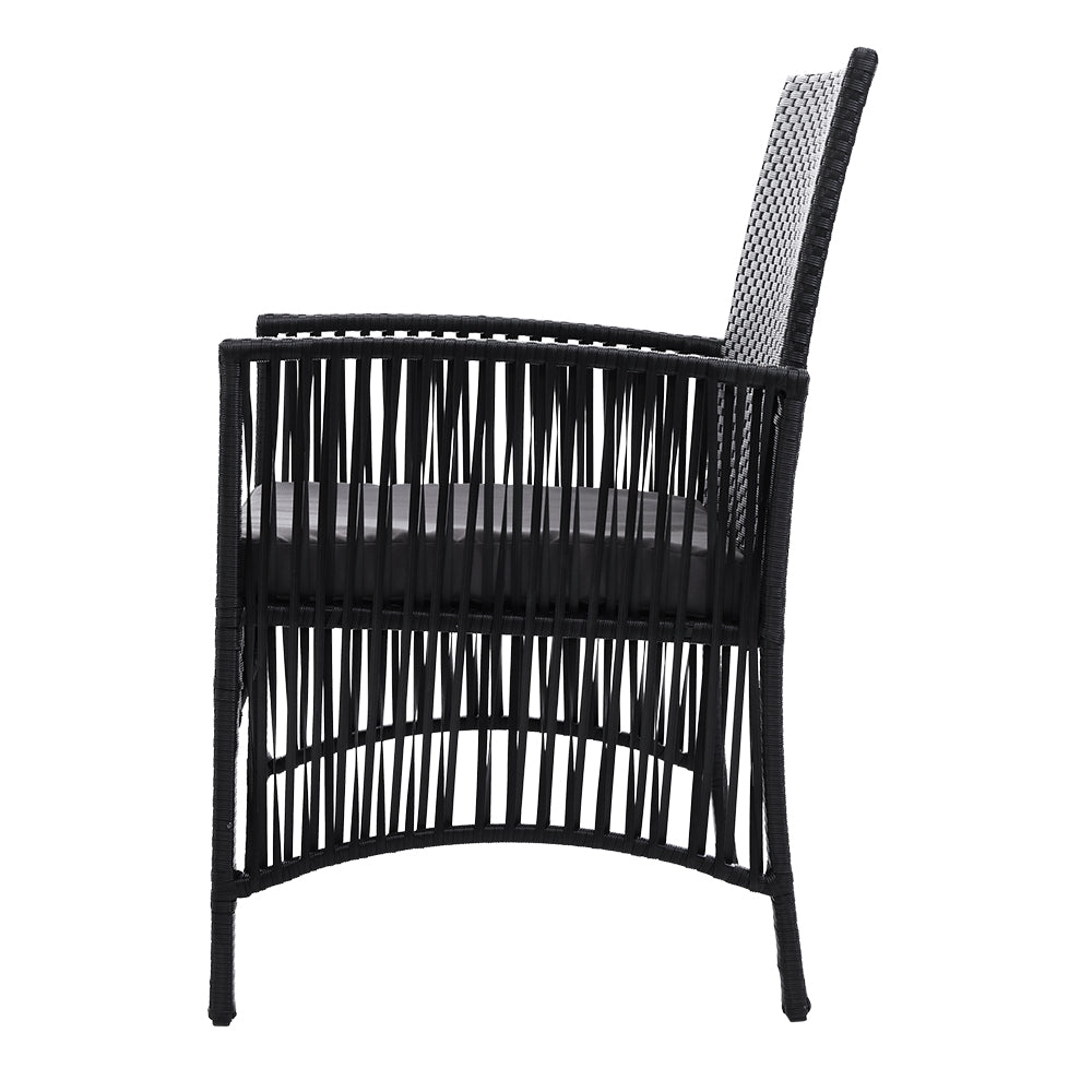 Marlook 3PC Bistro Set Outdoor Furniture Rattan Table Chairs Cushion Patio Garden Lyra