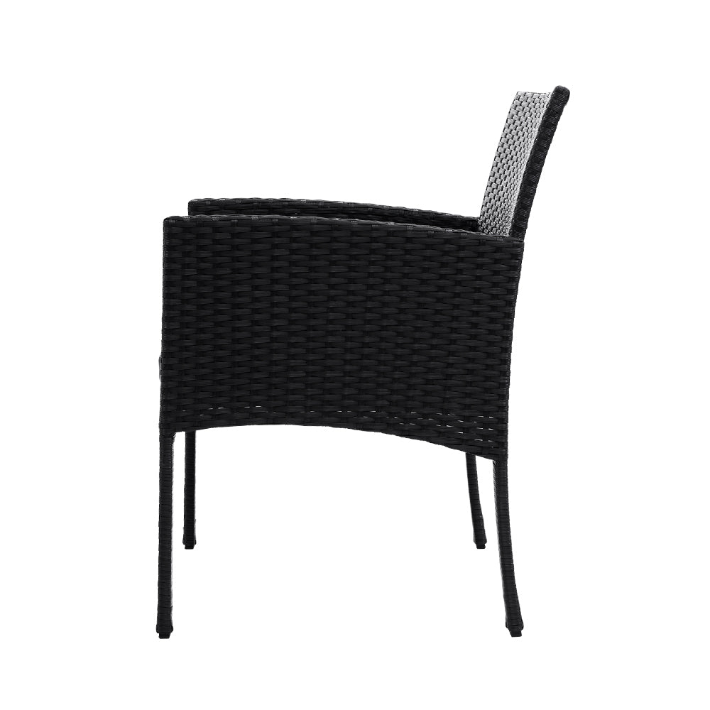 Marlook 3PC Bistro Set Outdoor Furniture Rattan Table Chairs Cushion Patio Garden Ezra