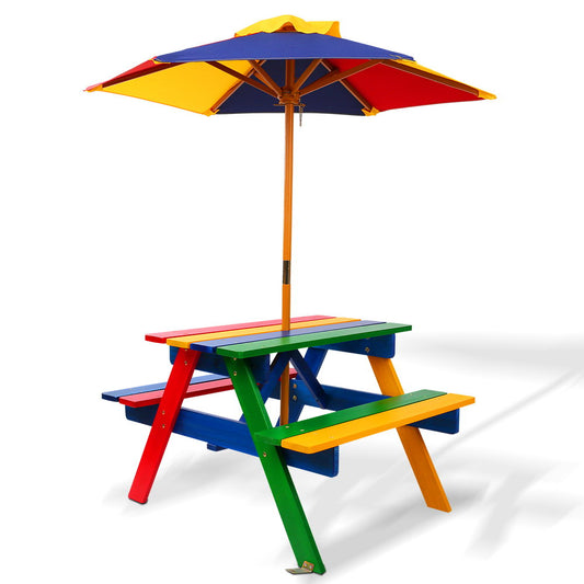 Marlook Kids Wooden Picnic Table Set with Umbrella