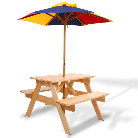 Marlook Kids Wooden Picnic Table Set with Umbrella