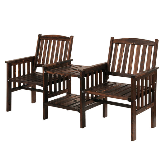 Marlook Outdoor Garden Bench Loveseat Wooden Table Chairs Patio Furniture Charcoal