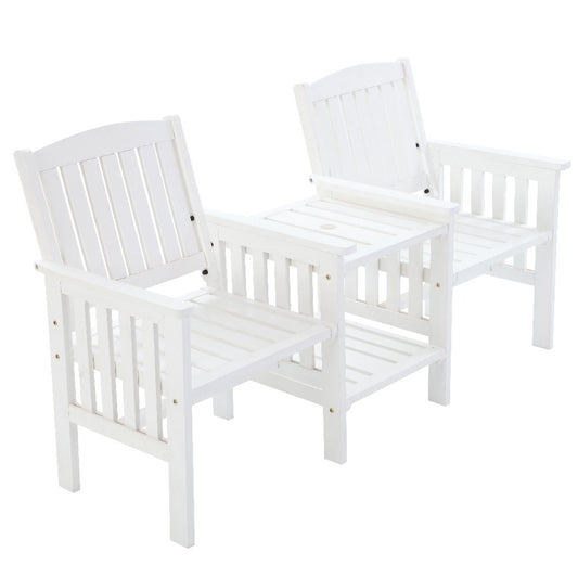 Marlook Outdoor Garden Bench Loveseat Wooden Table Chairs Patio Furniture White