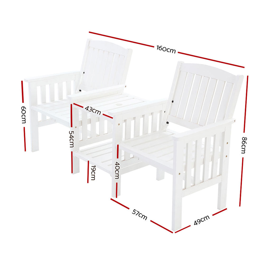 Marlook Outdoor Garden Bench Loveseat Wooden Table Chairs Patio Furniture White