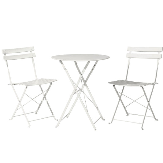 Marlook 3PC Outdoor Bistro Set Steel Table and Chairs Patio Furniture White