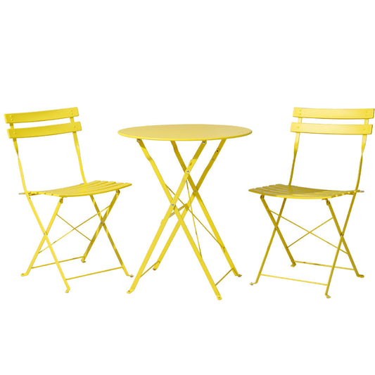 Marlook 3PC Outdoor Bistro Set Steel Table and Chairs Patio Furniture Yellow