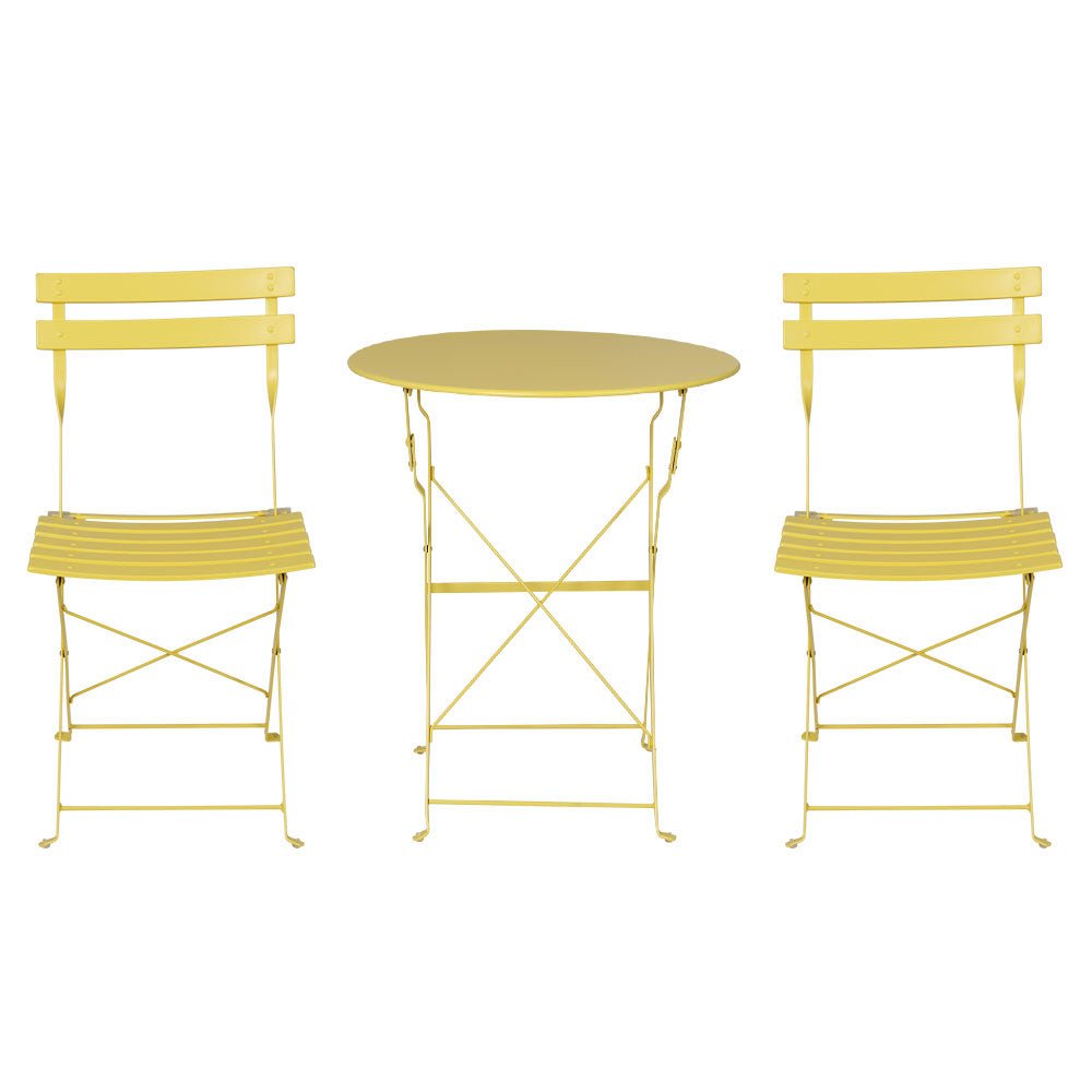 Marlook 3PC Outdoor Bistro Set Steel Table and Chairs Patio Furniture Yellow