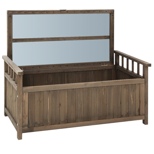 Marlook Outdoor Storage Bench Box Wooden Garden Toy Tool Sheds Patio Furniture Brown