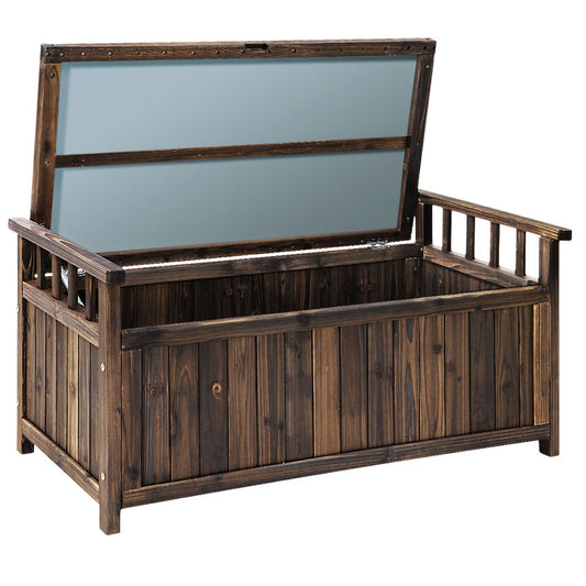 Marlook Outdoor Storage Bench Box Wooden Garden Toy Tool Shed Patio Furniture Charcoal