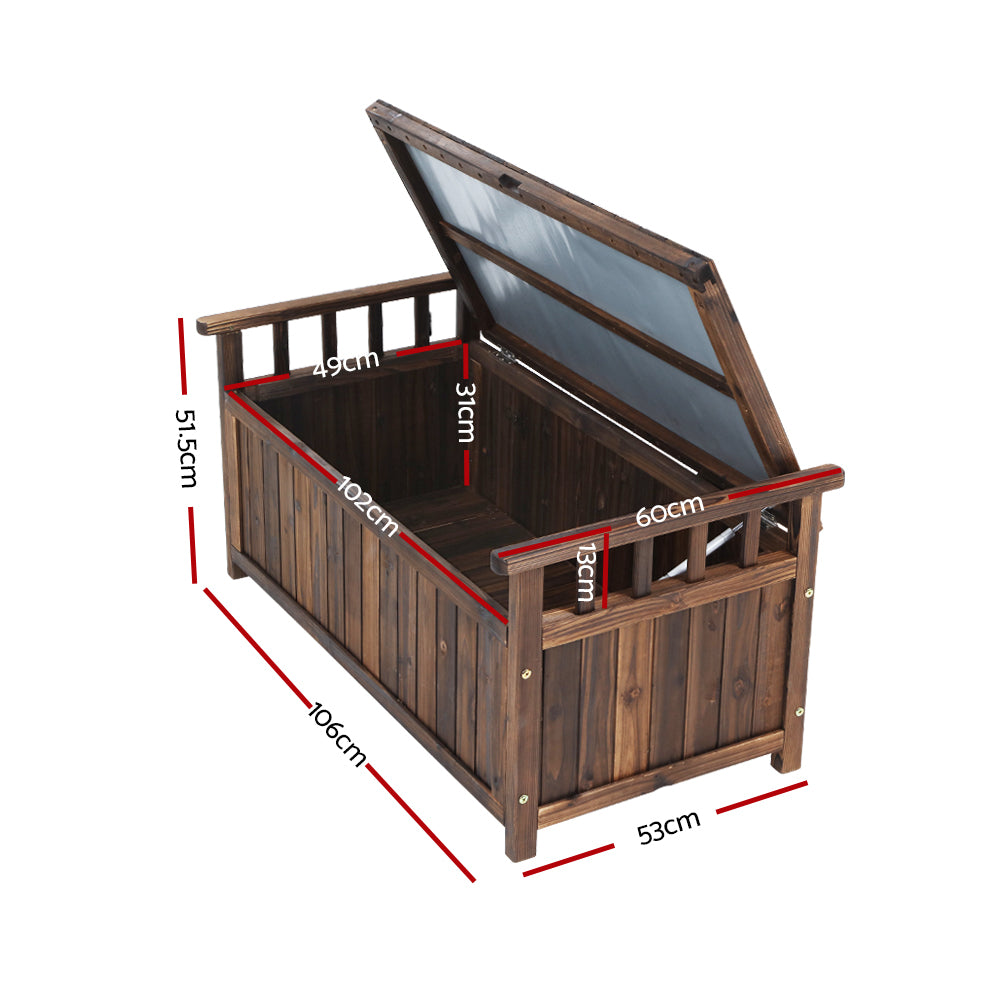 Marlook Outdoor Storage Bench Box Wooden Garden Toy Tool Shed Patio Furniture Charcoal