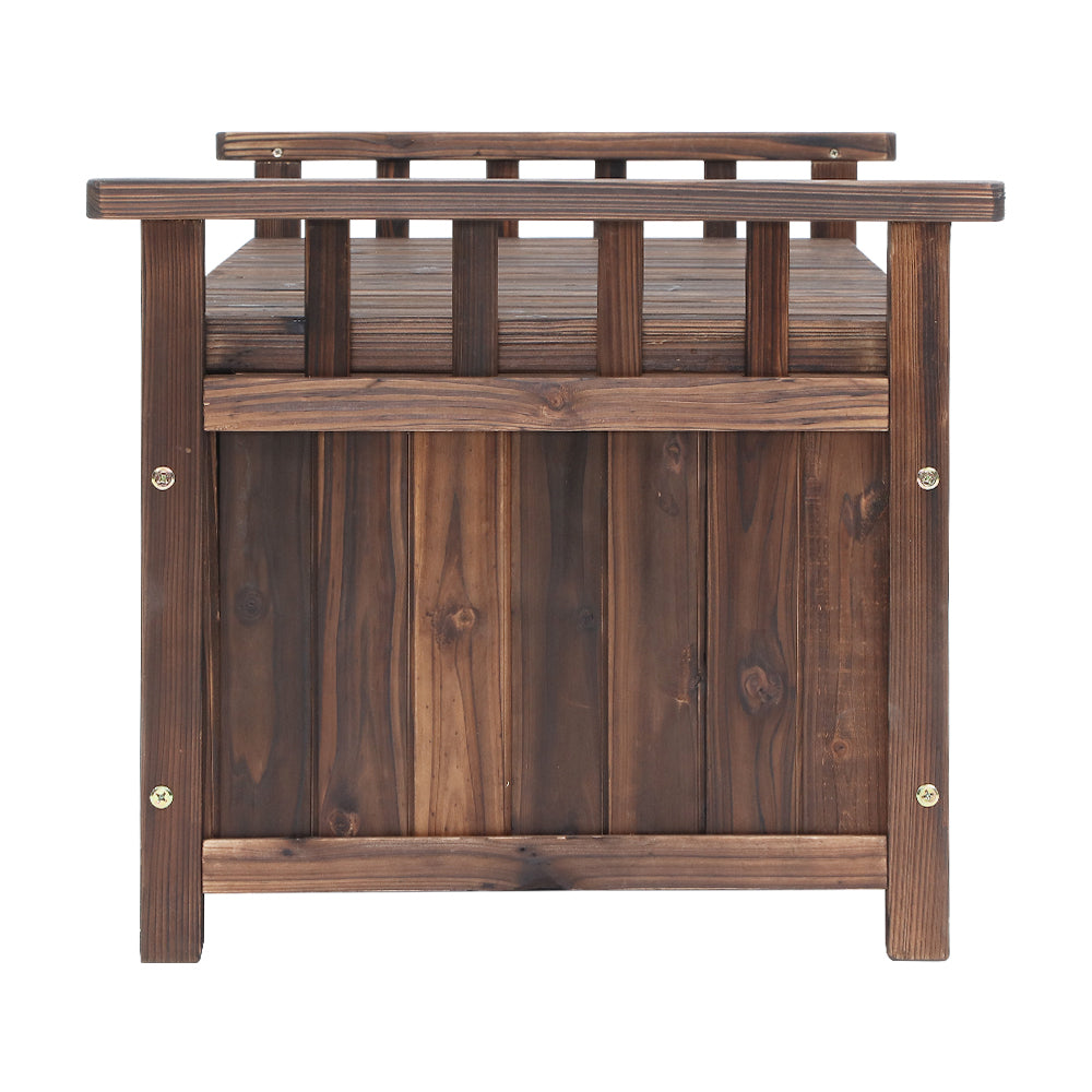 Marlook Outdoor Storage Bench Box Wooden Garden Toy Tool Shed Patio Furniture Charcoal