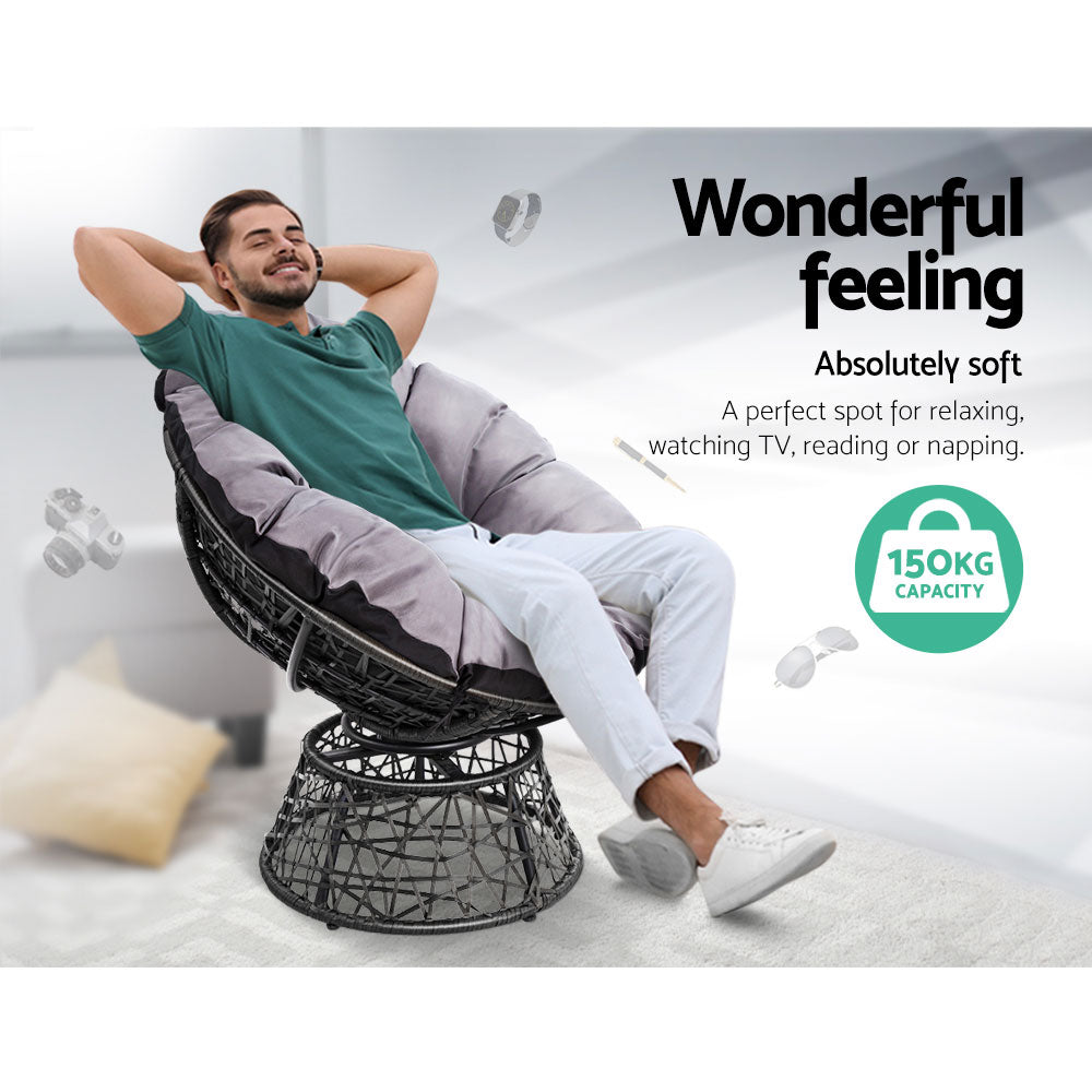 Marlook Outdoor Chairs Outdoor Furniture Papasan Chair Wicker Patio Garden Black