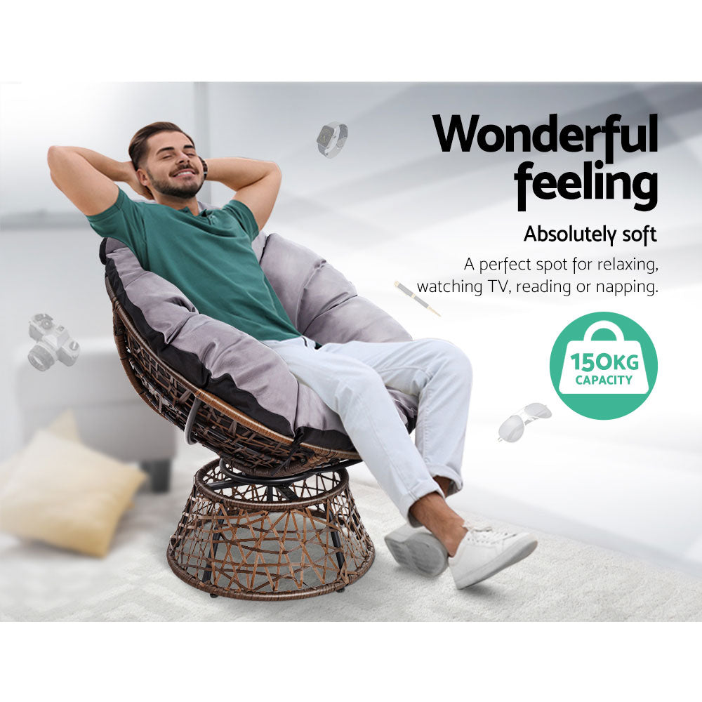 Marlook Outdoor Chairs Outdoor Furniture Papasan Chair Wicker Patio Garden Brown