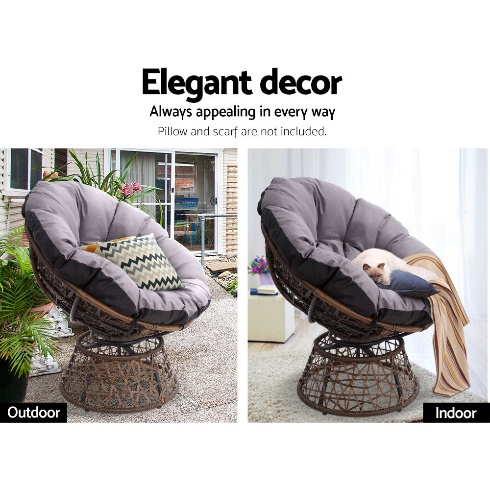 Marlook Outdoor Chairs Outdoor Furniture Papasan Chair Wicker Patio Garden Brown