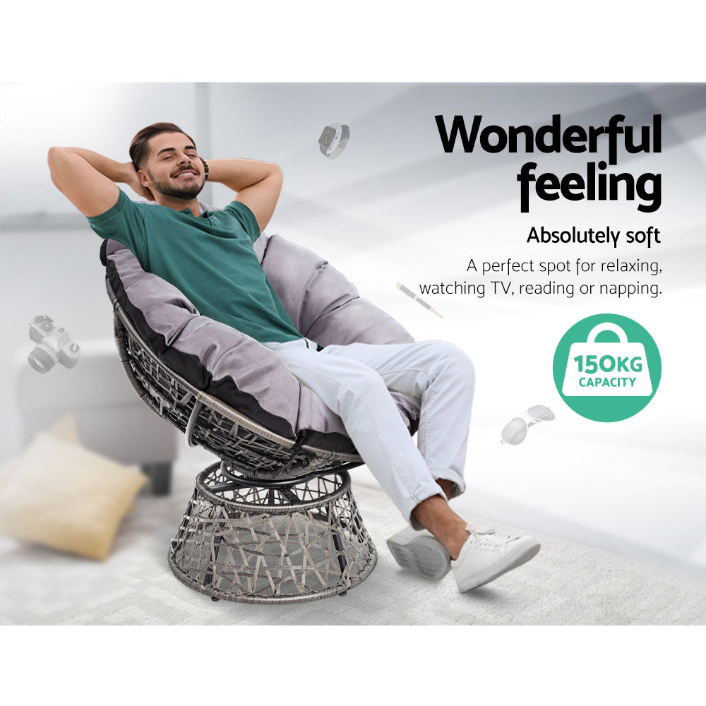 Marlook Outdoor Chairs Outdoor Furniture Papasan Chair Wicker Patio Garden Grey