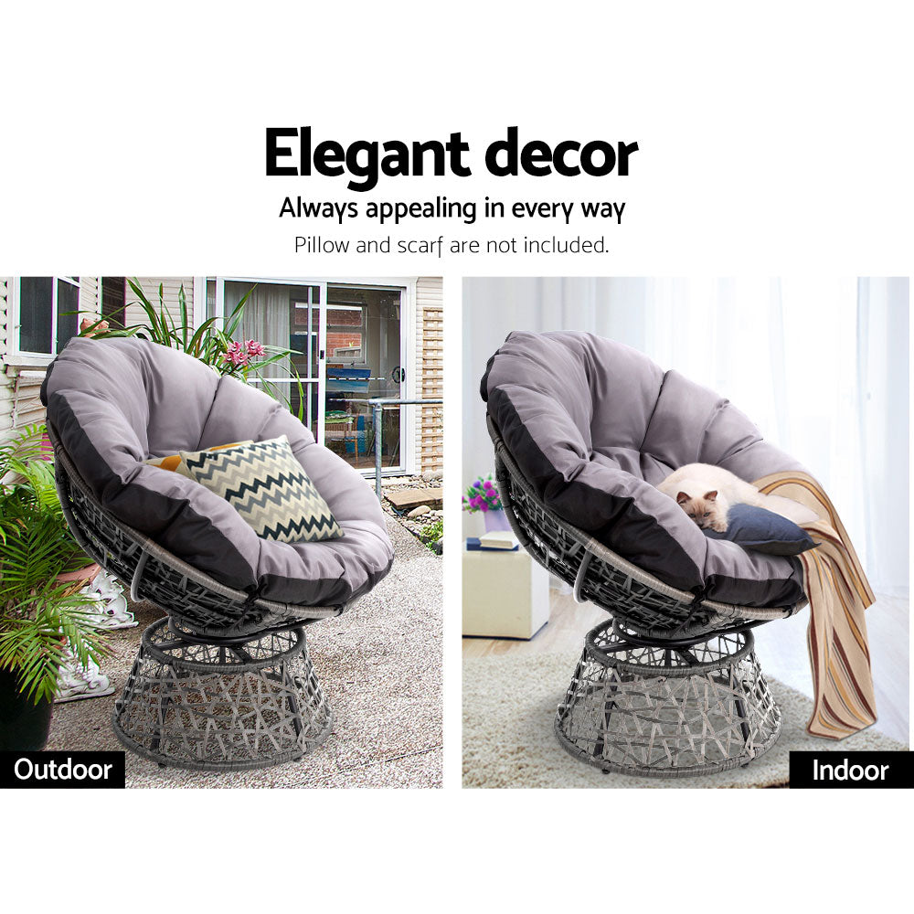 Marlook Outdoor Chairs Outdoor Furniture Papasan Chair Wicker Patio Garden Grey