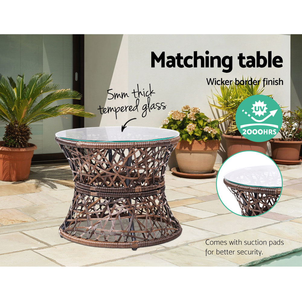 Marlook Outdoor Lounge Setting Furniture Wicker Papasan Chairs Table Patio Brown
