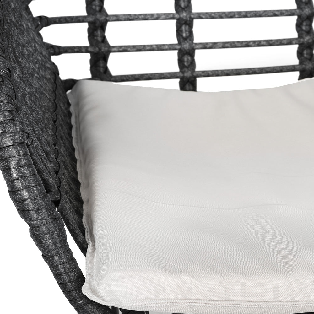 Marlook 3PC Outdoor Furniture Bistro Set Lounge Setting Table Chairs Cushion Patio Grey