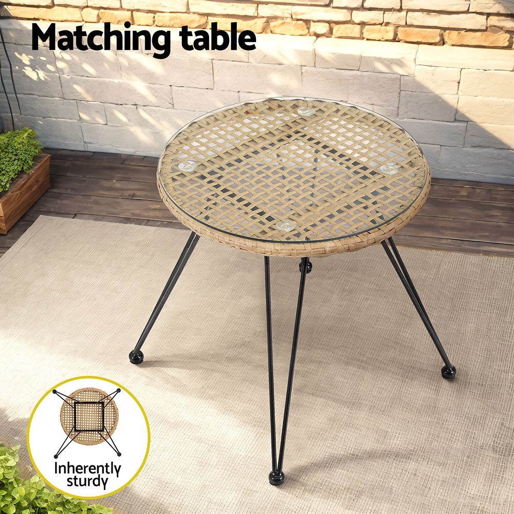 Marlook 3PC Outdoor Furniture Bistro Set Lounge Setting Table Chairs Cushion Patio Grey