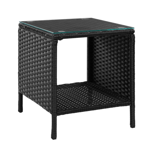 Marlook Coffee Side Table Wicker Desk Rattan Outdoor Furniture Garden Black