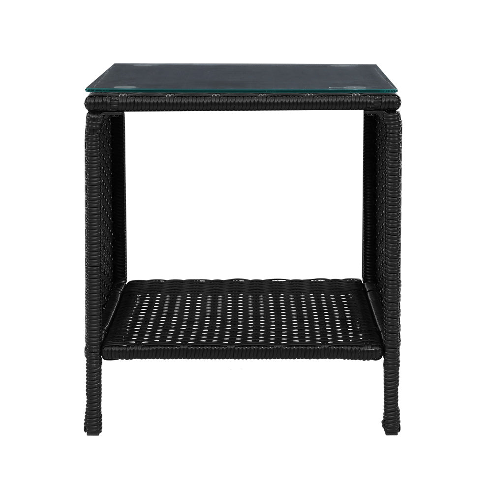 Marlook Coffee Side Table Wicker Desk Rattan Outdoor Furniture Garden Black