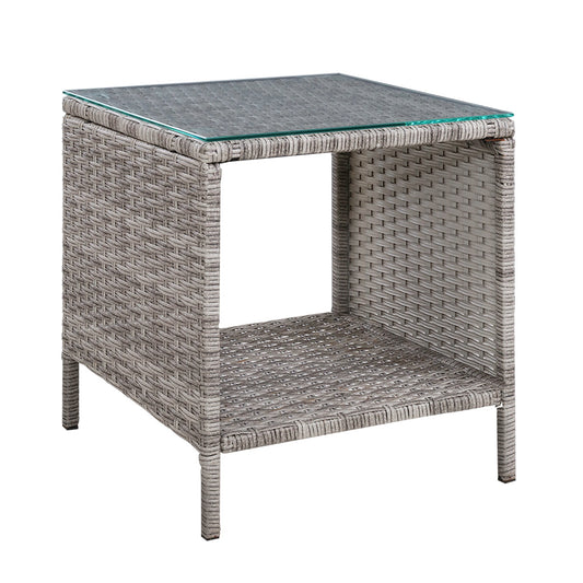Marlook Coffee Side Table Wicker Desk Rattan Outdoor Furniture Garden Grey