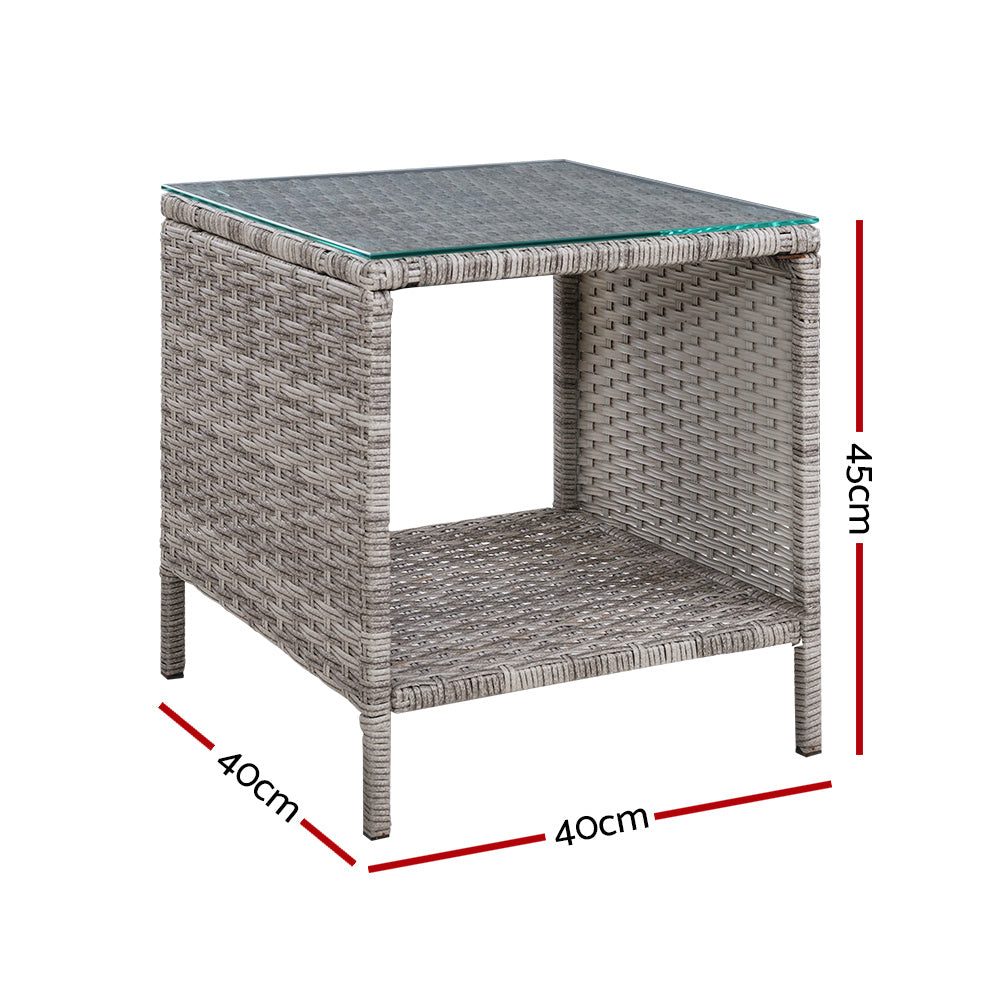 Marlook Coffee Side Table Wicker Desk Rattan Outdoor Furniture Garden Grey