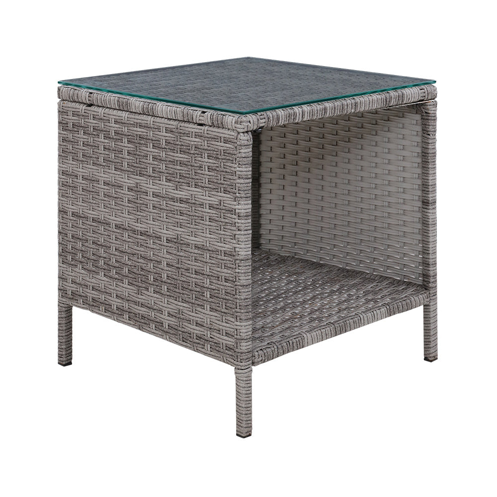 Marlook Coffee Side Table Wicker Desk Rattan Outdoor Furniture Garden Grey