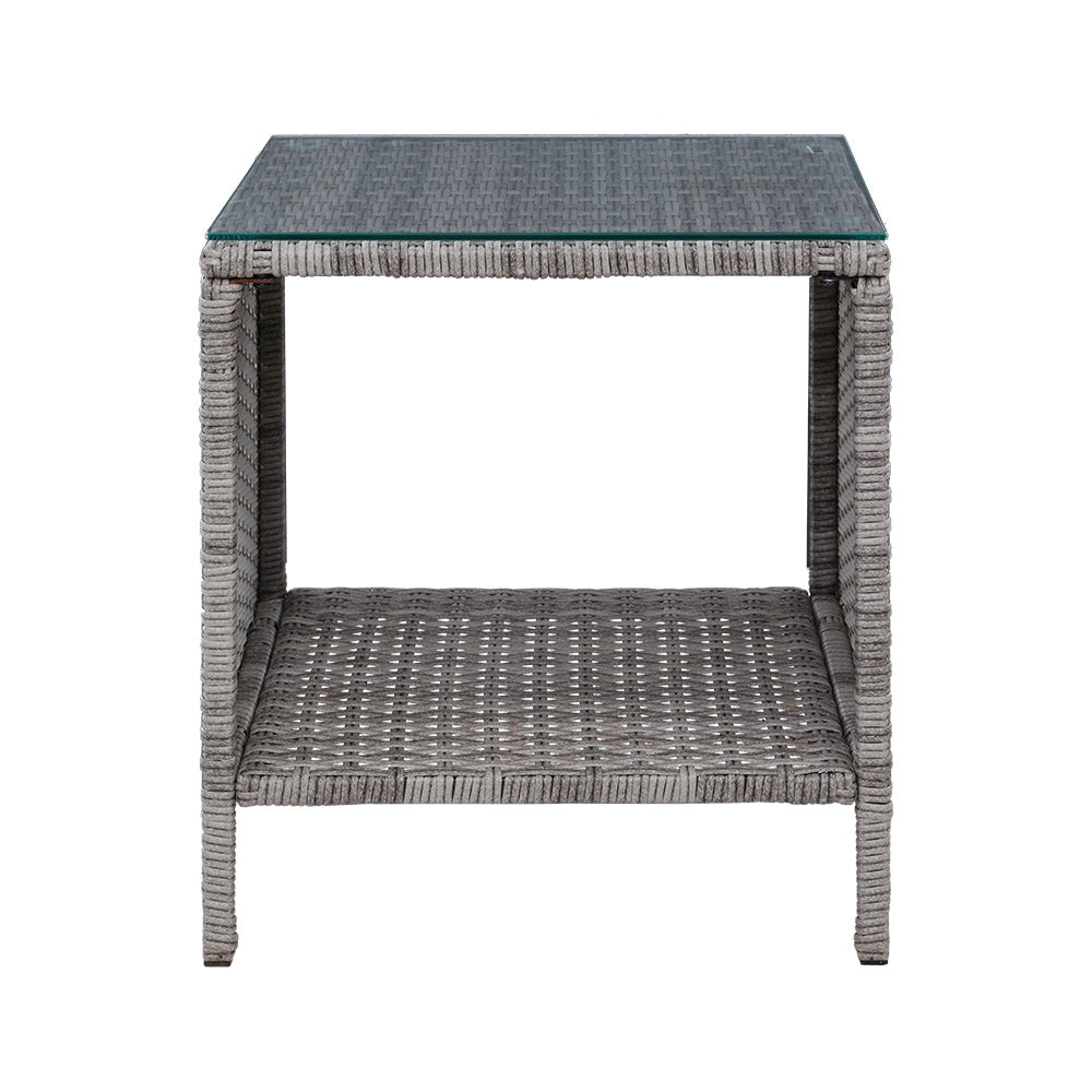 Marlook Coffee Side Table Wicker Desk Rattan Outdoor Furniture Garden Grey