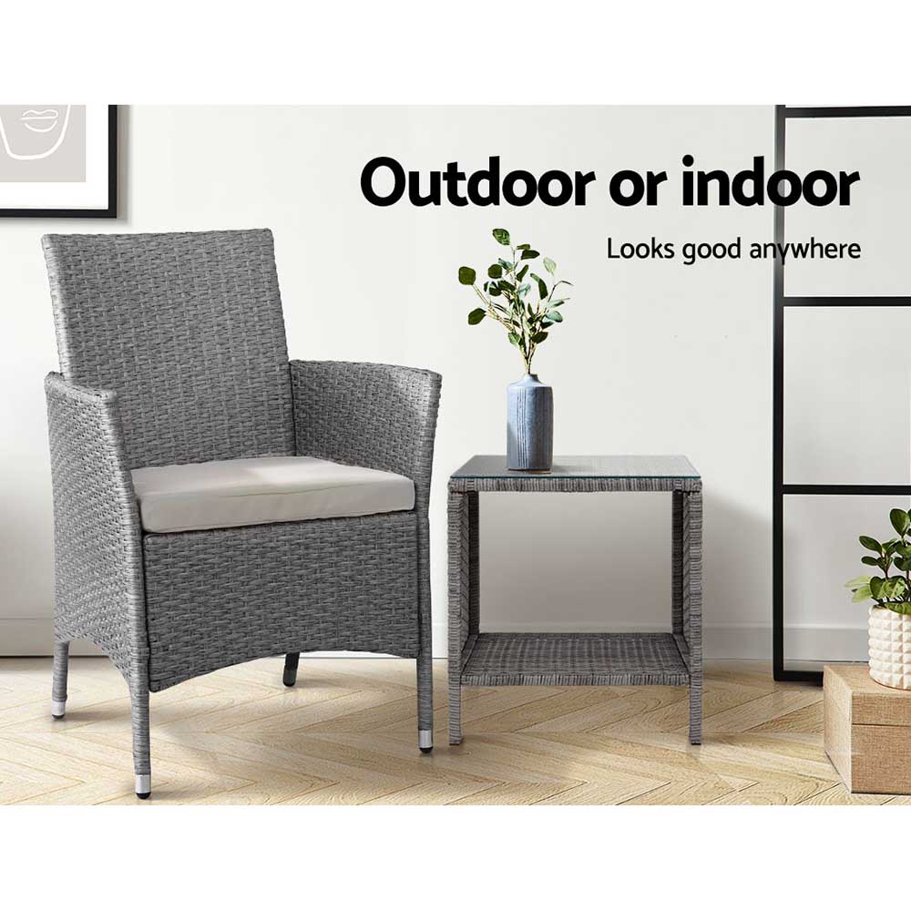 Marlook Coffee Side Table Wicker Desk Rattan Outdoor Furniture Garden Grey