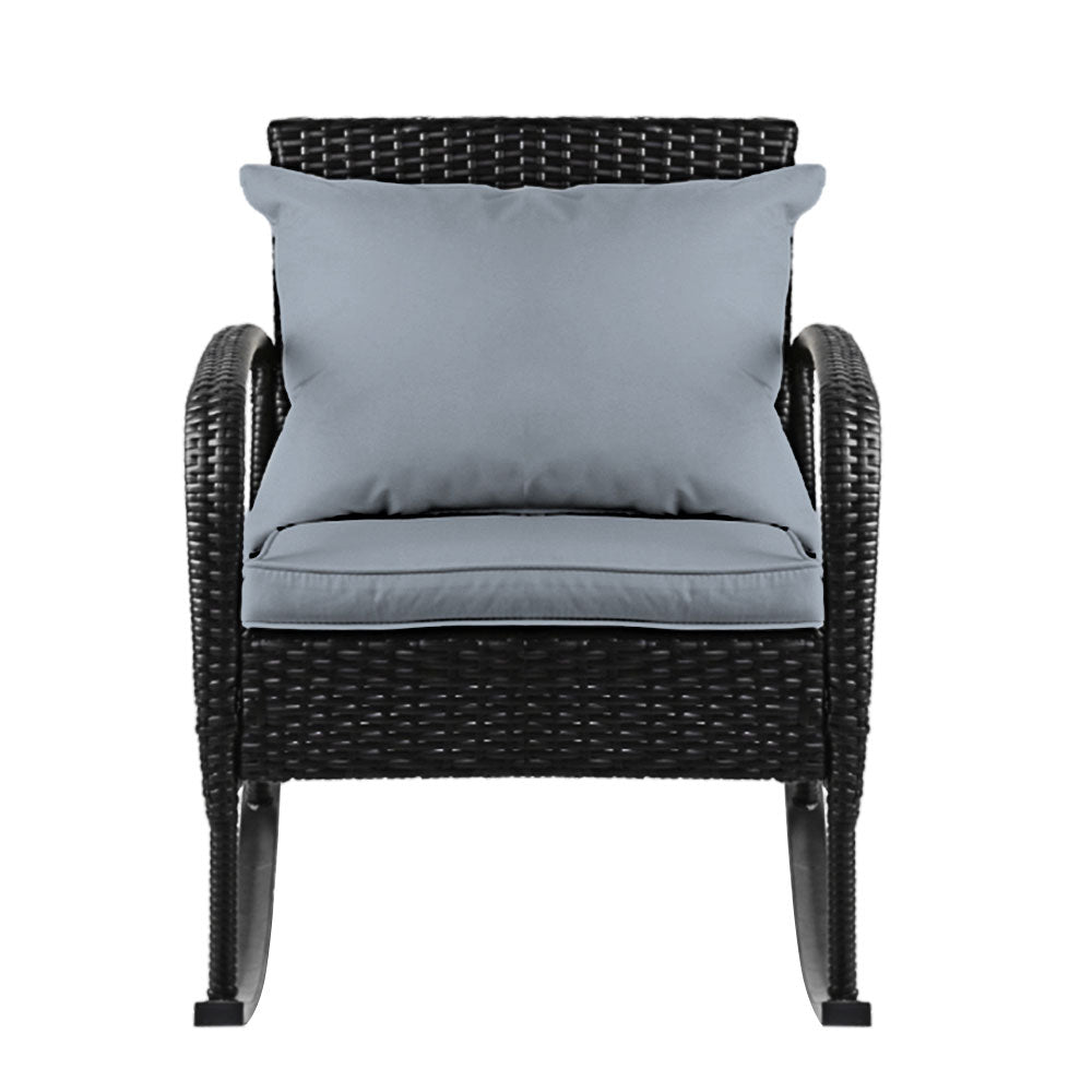 Marlook Outdoor Furniture Rocking Chair Wicker Garden Patio Lounge Setting Black