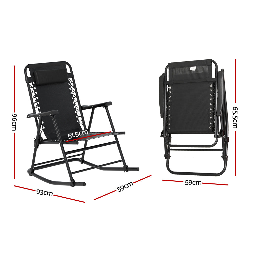 Marlook Outdoor Rocking Chair Folding Reclining Recliner Patio Furniture Garden