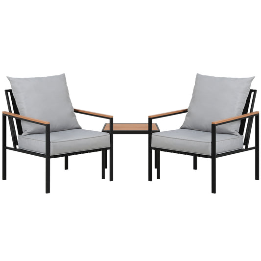 Marlook 3PC Outdoor Furniture Bistro Set Lounge Setting Chairs Table Patio Black