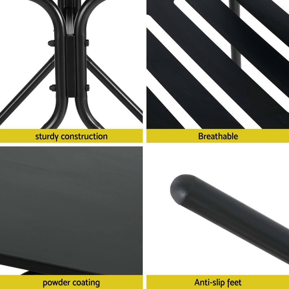 Marlook 3PC Outdoor Bistro Set Patio Furniture Steel Table and Chairs Black