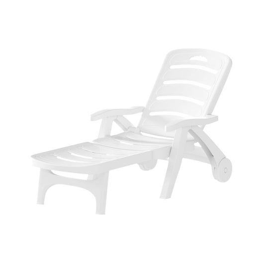 Marlook Sun Lounger Folding Chaise Lounge Chair Wheels Patio Outdoor Furniture