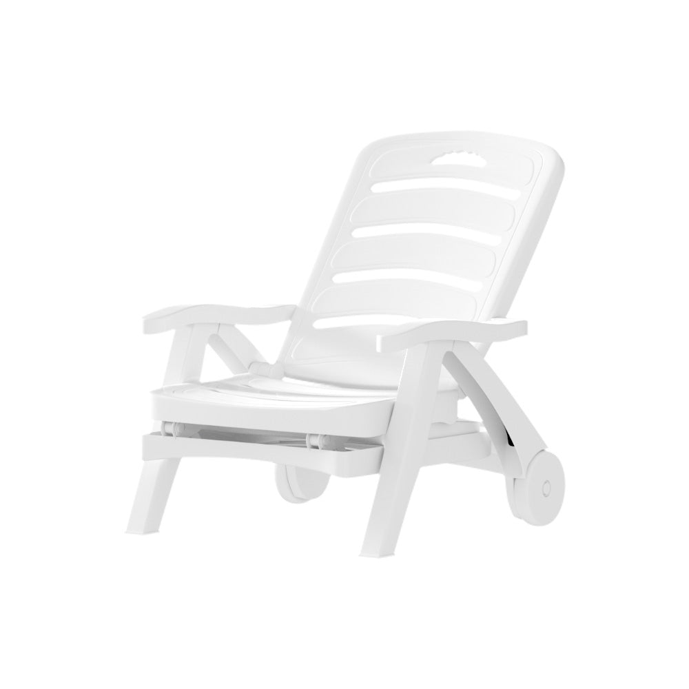 Marlook Sun Lounger Folding Chaise Lounge Chair Wheels Patio Outdoor Furniture