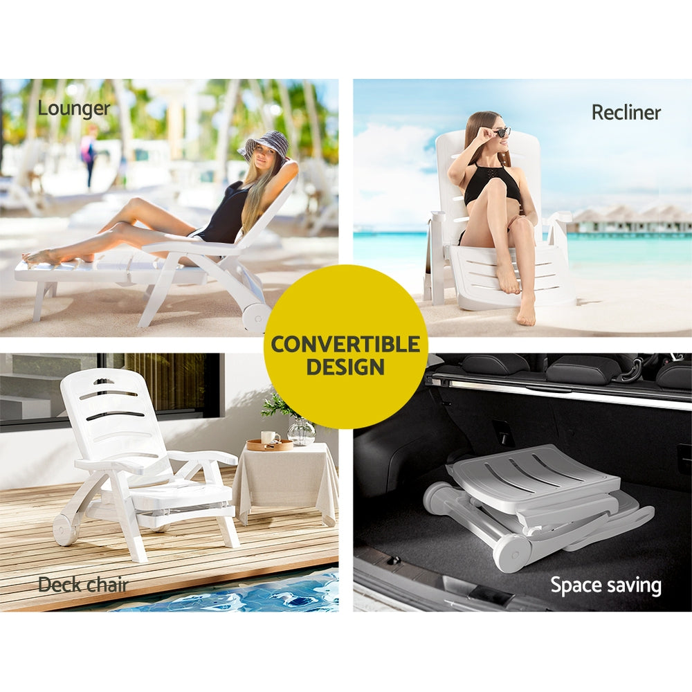 Marlook Sun Lounger Folding Chaise Lounge Chair Wheels Patio Outdoor Furniture