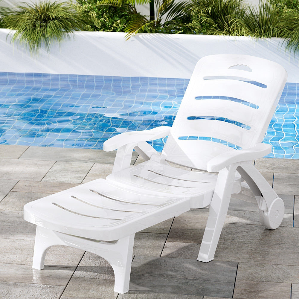 Marlook Sun Lounger Folding Chaise Lounge Chair Wheels Patio Outdoor Furniture