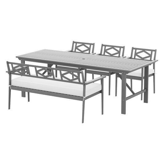 Marlook Outdoor Dining Set 5 Piece Wooden Table Chairs Setting Grey