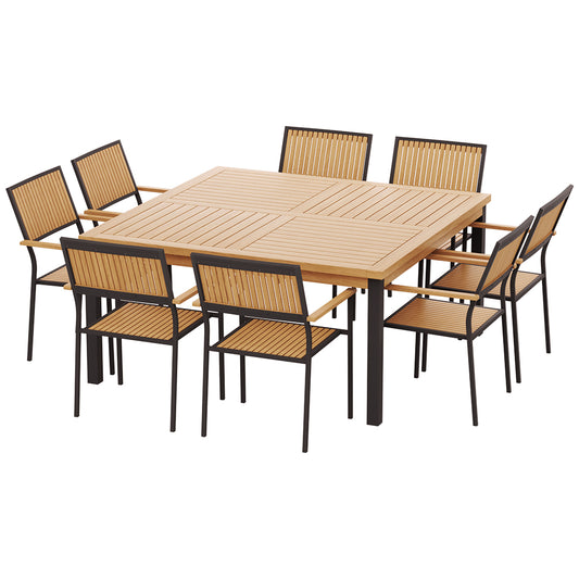 Marlook Outdoor Dining Set 9 Piece Wooden Table Chairs Setting